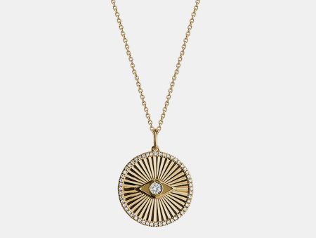 Diamond Fluted Evil Eye Medallion on Sale