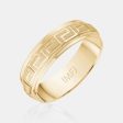 14K Rounded Greek Symbol Milgrain Edge Wedding Band For Cheap