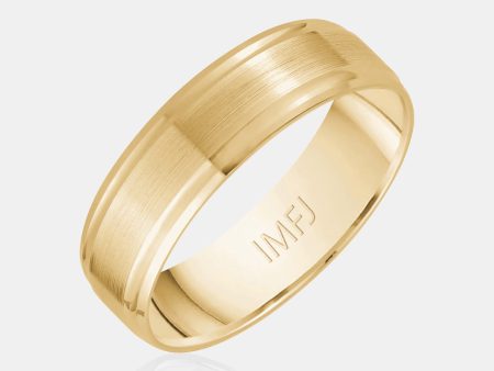 10K Brushed Center with Grooves Wedding Band Online