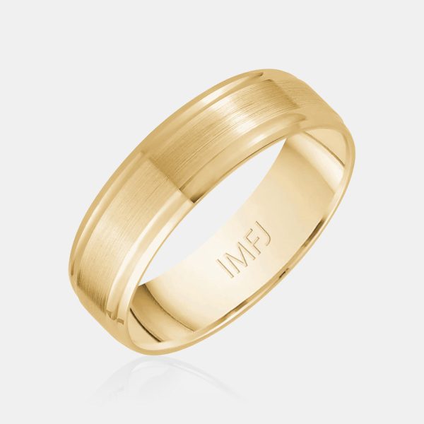 10K Brushed Center with Grooves Wedding Band Online