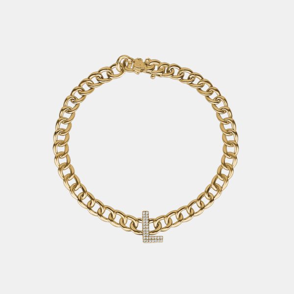 Mini Diamond Initial Link Bracelet Fashion