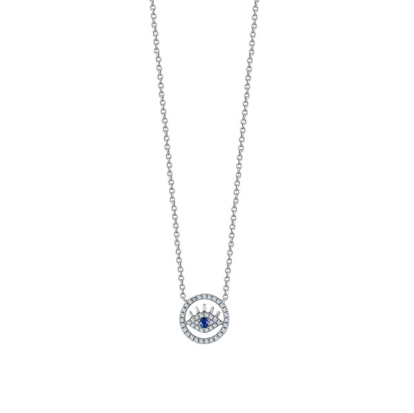 Diamond Cut-Out Lashes Evil Eye Necklace Cheap