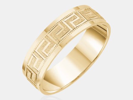 14K Flat Greek Symbol Milgrain Edge Wedding Band Discount