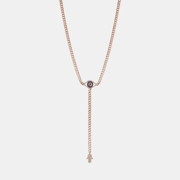 Diamond Evil Eye Hamsa Lariat Necklace Online Hot Sale