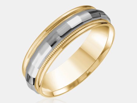 10K Two-Tone Rounded Milgrain Edge Wedding Band Sale