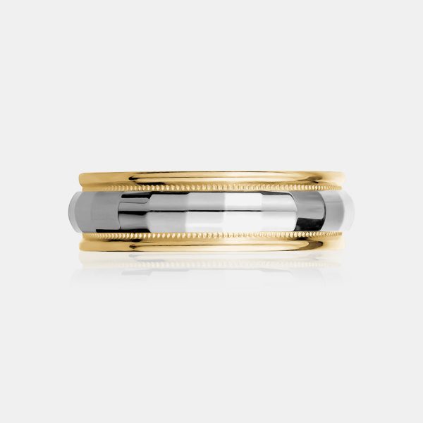 14K Two-Tone Rounded Milgrain Edge Wedding Band Online