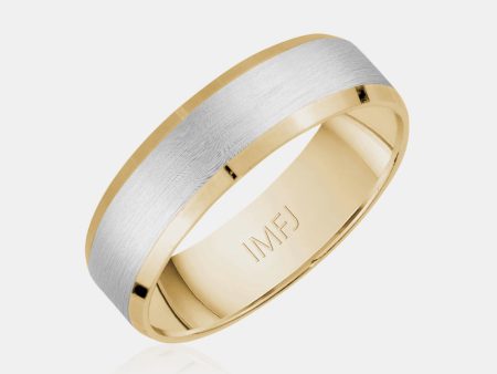 10K Two-Tone Brushed Center Wedding Band on Sale