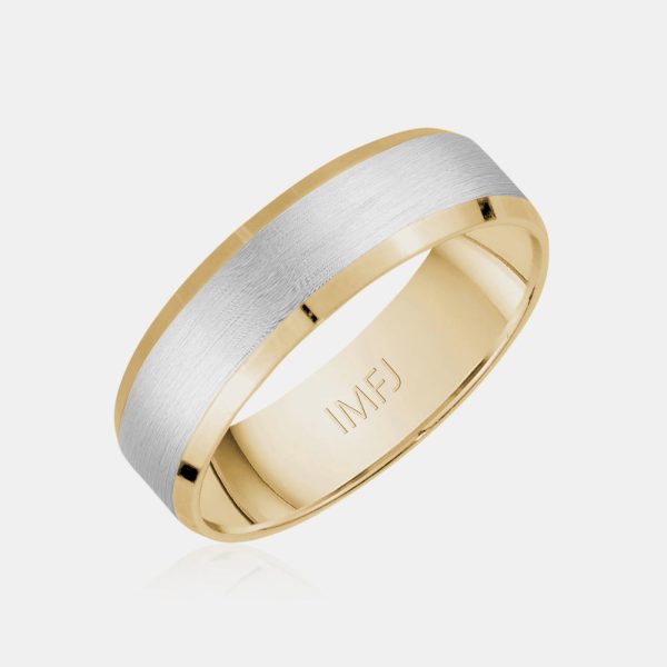 10K Two-Tone Brushed Center Wedding Band on Sale