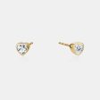 White Topaz Bezel Set Heart Studs For Sale