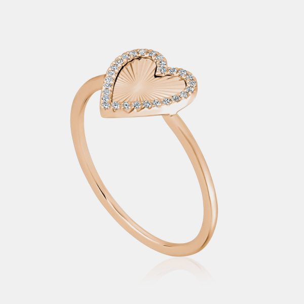 Diamond Fluted Heart Ring For Sale