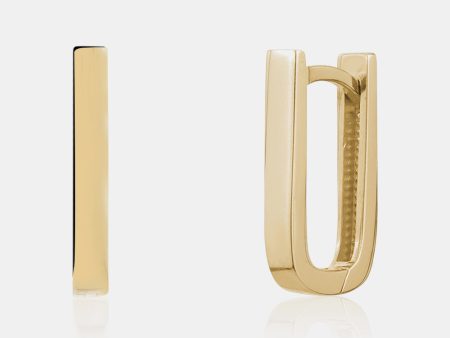 Gold Rectangular Earrings For Sale