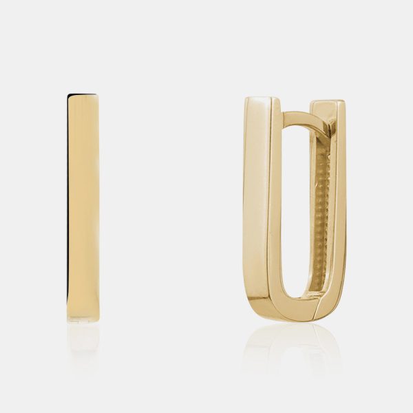 Gold Rectangular Earrings For Sale