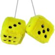 Yellow Fuzzy Dice for Car Mirror 3x3 Inches Online now