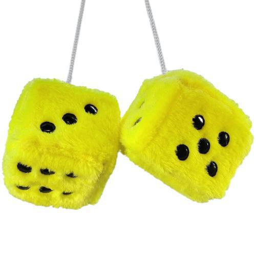 Yellow Fuzzy Dice for Car Mirror 3x3 Inches Online now