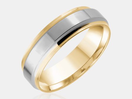 14K Two-Tone High Polished Wedding Band Discount