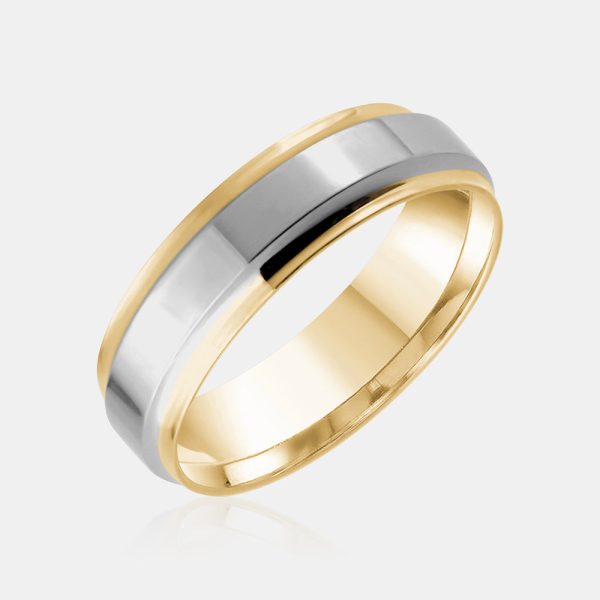 14K Two-Tone High Polished Wedding Band Discount