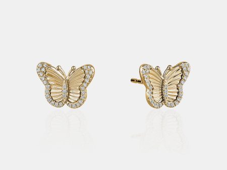 Diamond Fluted Butterfly Studs on Sale