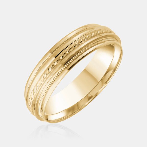 10K Rope Detail Wedding Band For Discount