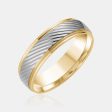 10K Two-Tone Diagonal Lines Wedding Band Online Sale