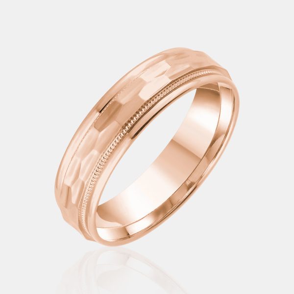 18K Hexagonal Milgrain Edge Wedding Band For Cheap