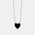 Black Onyx Diamond Border Heart Necklace on Sale