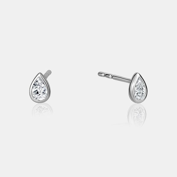 Diamond Bezel Set Pear Studs Online