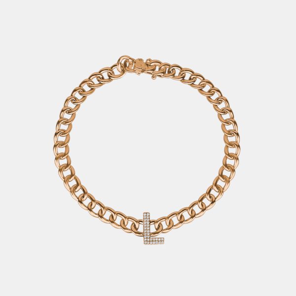 Mini Diamond Initial Link Bracelet Fashion