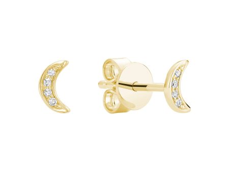 Mini Diamond Moon Studs on Sale