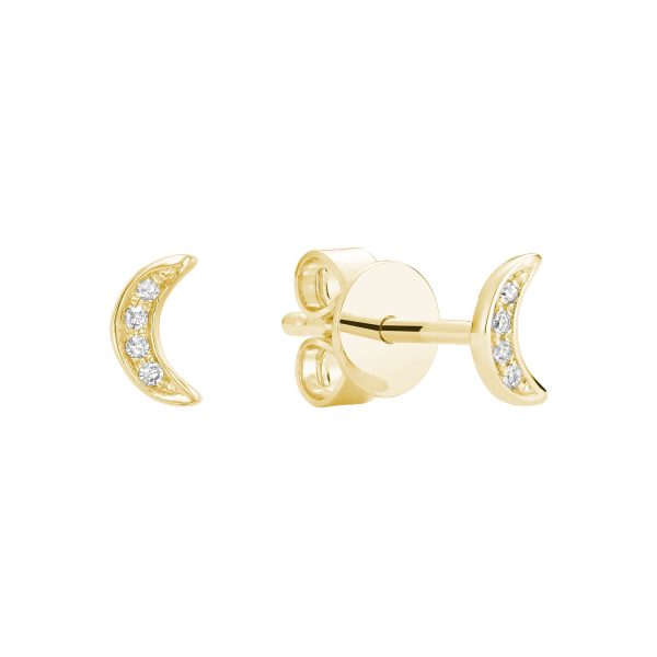 Mini Diamond Moon Studs on Sale