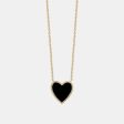 Black Onyx Diamond Border Heart Necklace on Sale