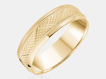 14K Diamond Cut Milgrain Edge Wedding Band Cheap