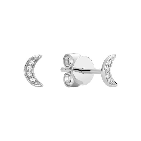 Mini Diamond Moon Studs on Sale