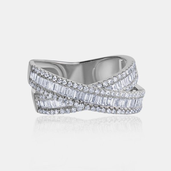 Diamond Baguette Crossover Ring For Discount