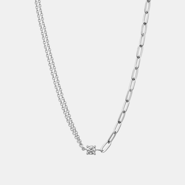 Half Chain Half Paperclip Necklace Online