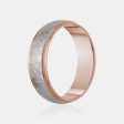 14K Two-Tone Brushed Hammered Centern Milgrain Edge Wedding Band Online