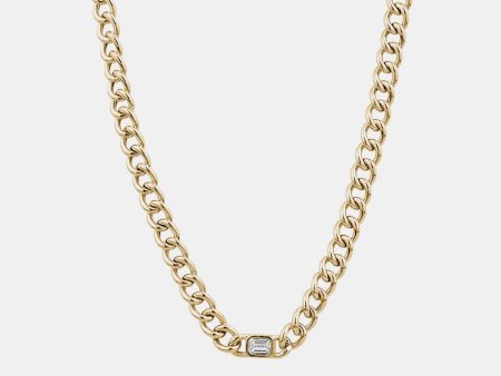 Bezel Set Emerald Curb Necklace Fashion