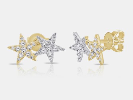 Double Diamond Star Studs For Cheap