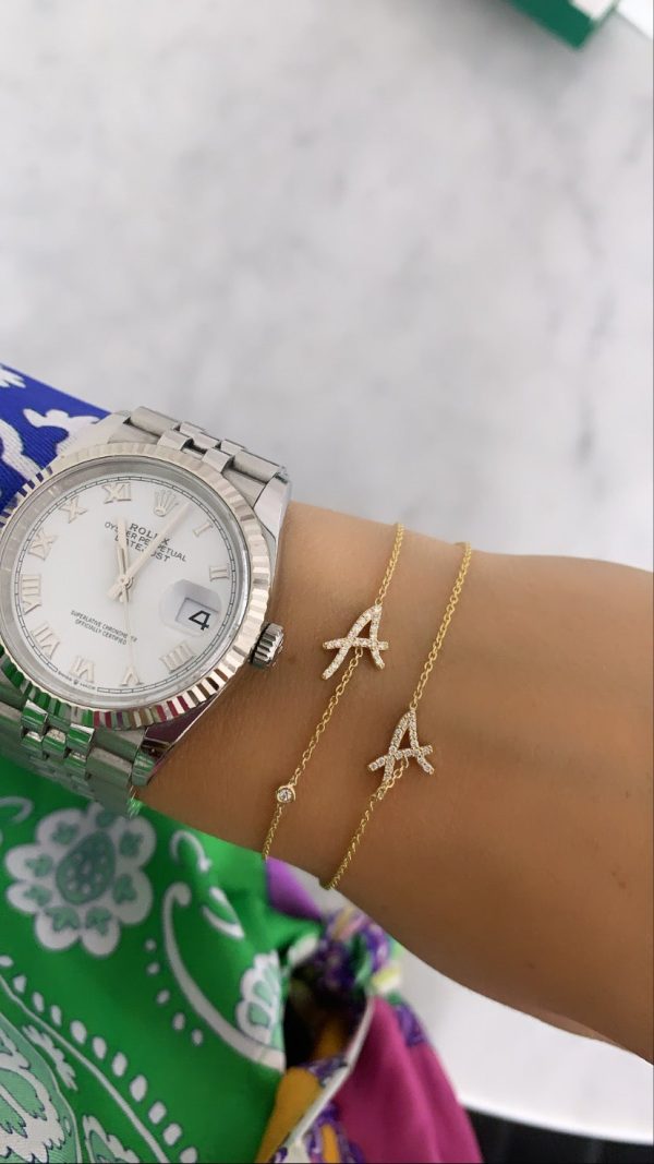 Diamond Cursive Initial Bracelet Fashion