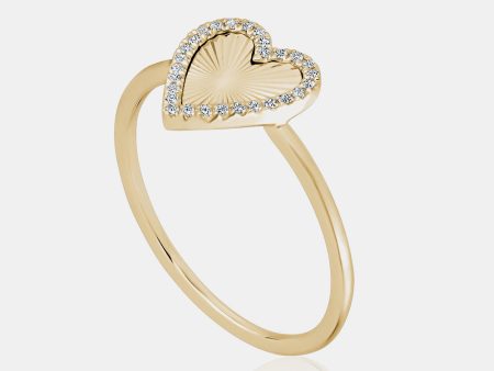 Diamond Fluted Heart Ring For Sale