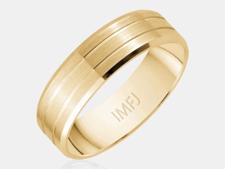 14K Matte Finish Double Line Wedding Band Online now