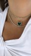 Malachite Diamond Border Heart Necklace Online now