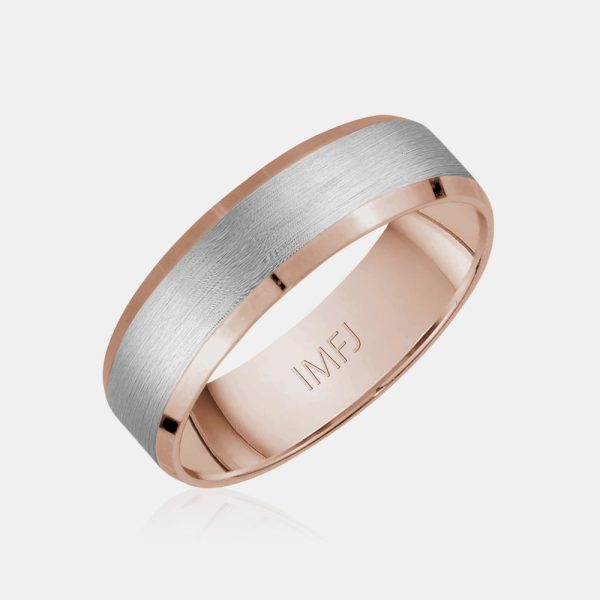 10K Two-Tone Brushed Center Wedding Band on Sale