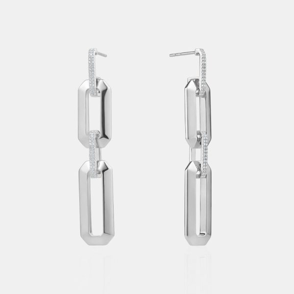 Chunky Diamond Link Earrings For Sale