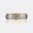 10K Two-Tone Brushed Hammered Center Milgrain Edge Wedding Band Online now