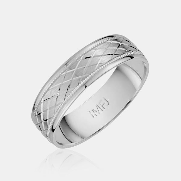 18K Diamond Shape Milgrain Edge Wedding Band Hot on Sale