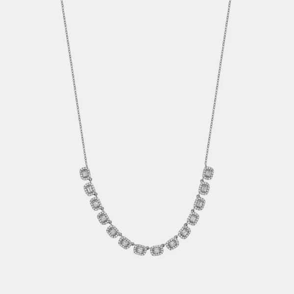 Multiple Diamond Baguette Necklace Hot on Sale