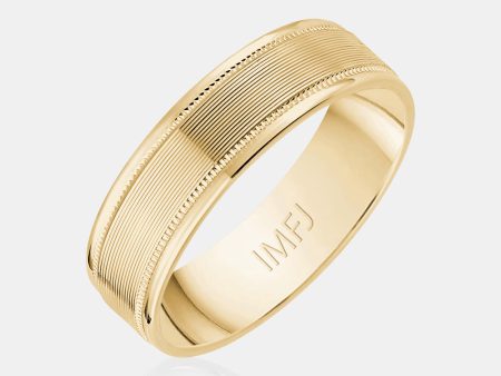 10K Ribbed Milgrain Edge Wedding Band Hot on Sale