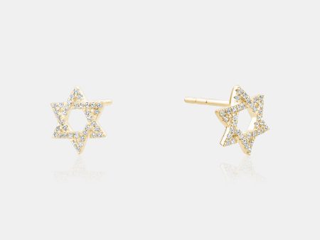 Diamond Star of David Studs Fashion