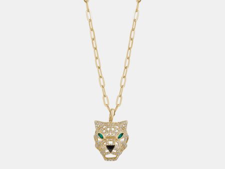 Diamond Panther Paperclip Chain Necklace Supply