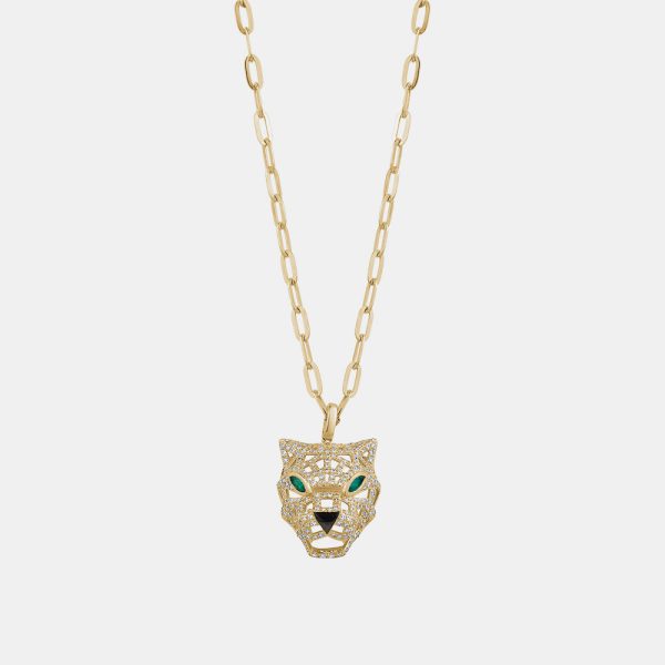 Diamond Panther Paperclip Chain Necklace Supply